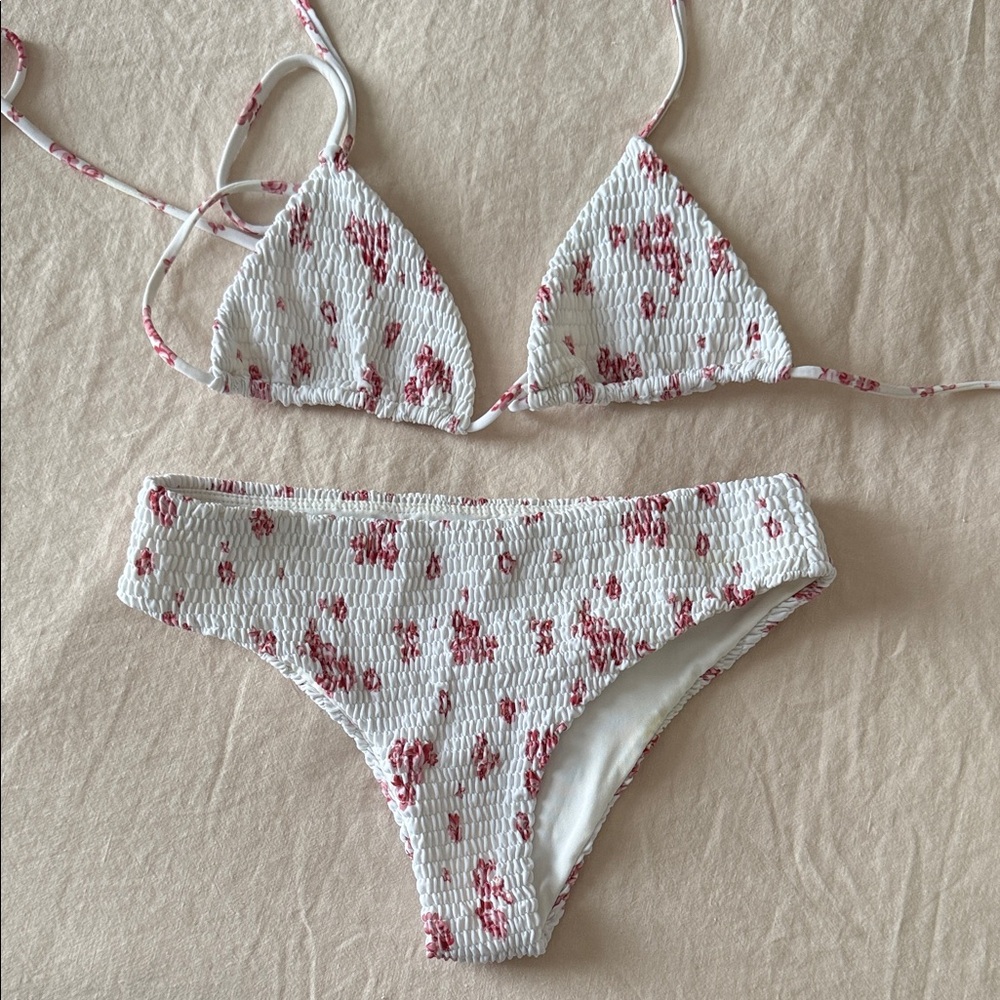 Wanderlust x Posse White Bikini with Floral Print